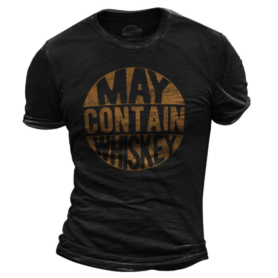 

Mens Whiskey Comfortable Vintage Printed T-Shirt