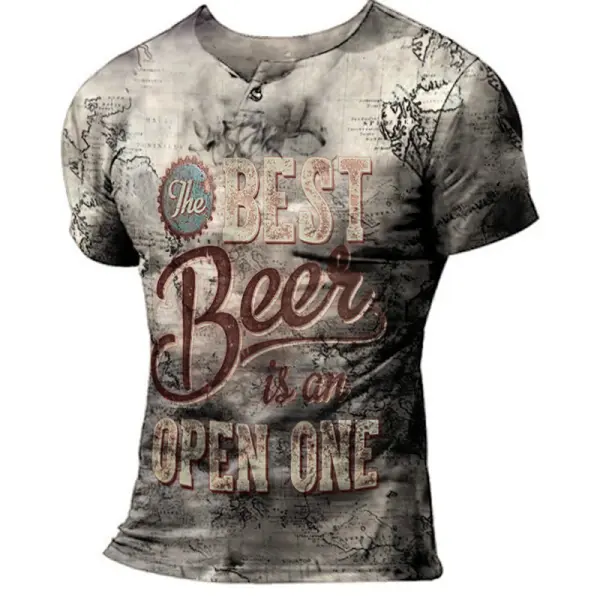 Mens outdoor beer vintage print T-shirt - Nikiluwa.com 
