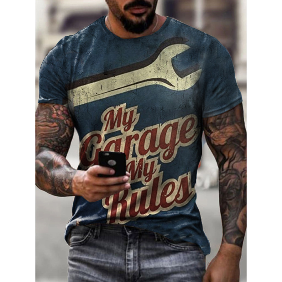 

Retro service area car repair print T-shirt