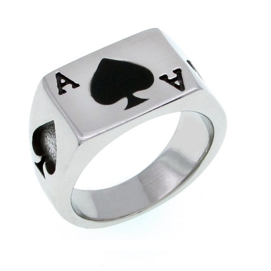 

Men's Fashion Ace of Spades Square Titanium Steel Ring