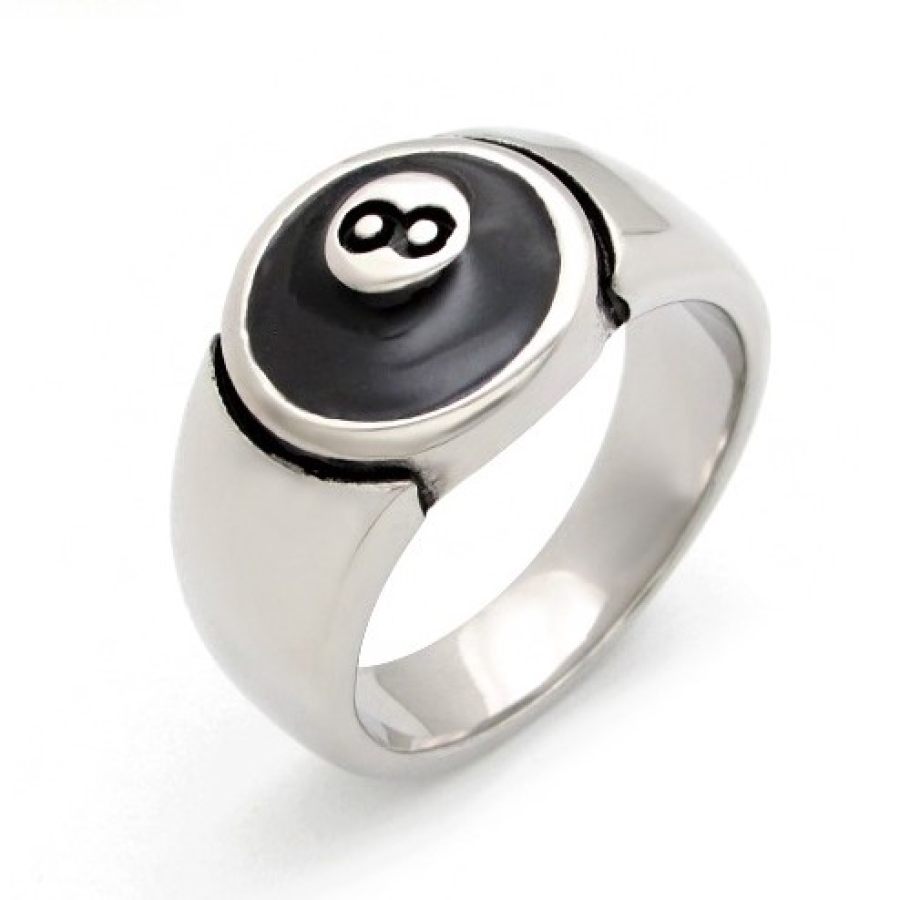 

Men's Personalized Billiards Digital Black 8 Titanium Steel Ring