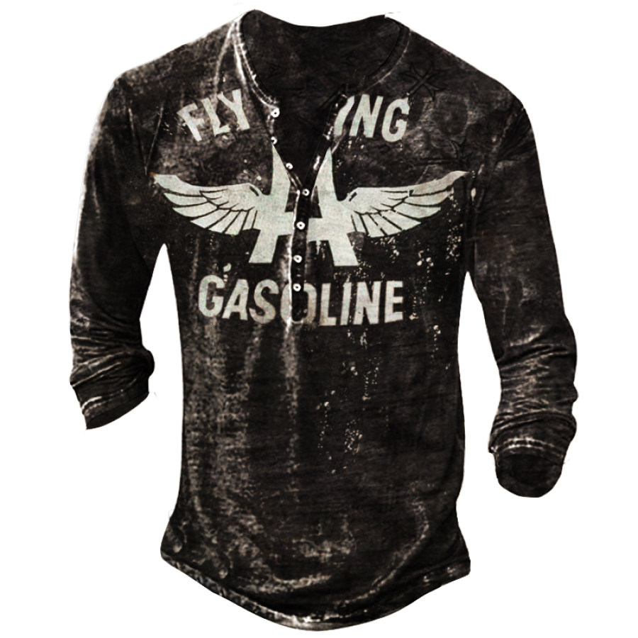 

Mens Fashion Flying Gasoline Print Top