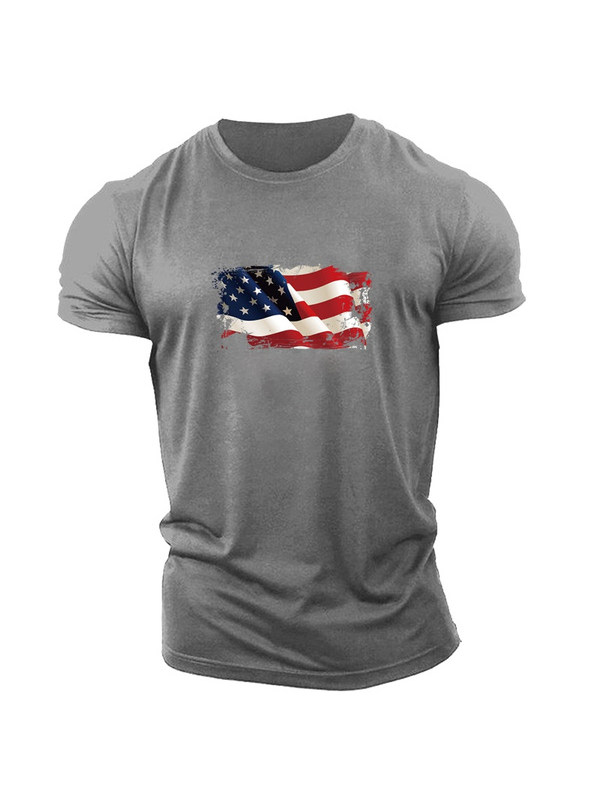 Men's Sports Flag Print Short Sleeve T-Shirt