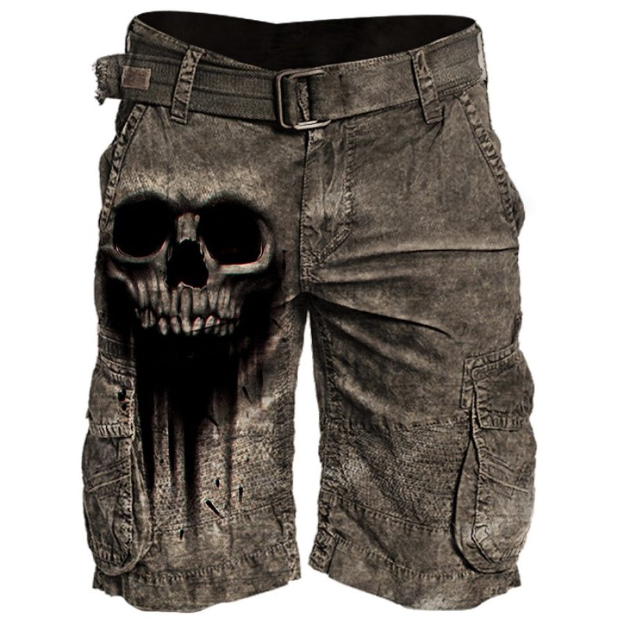 

Mens Skull Printed Casual Tactical Shorts