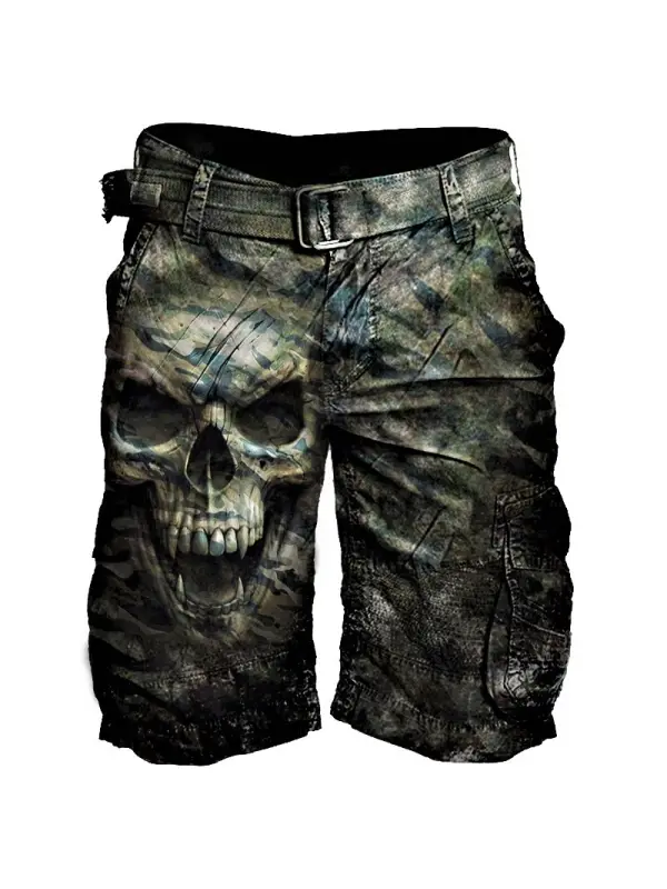 Mens Skull Printed Casual Tactical Shorts - Plazabery.chimpone.com 