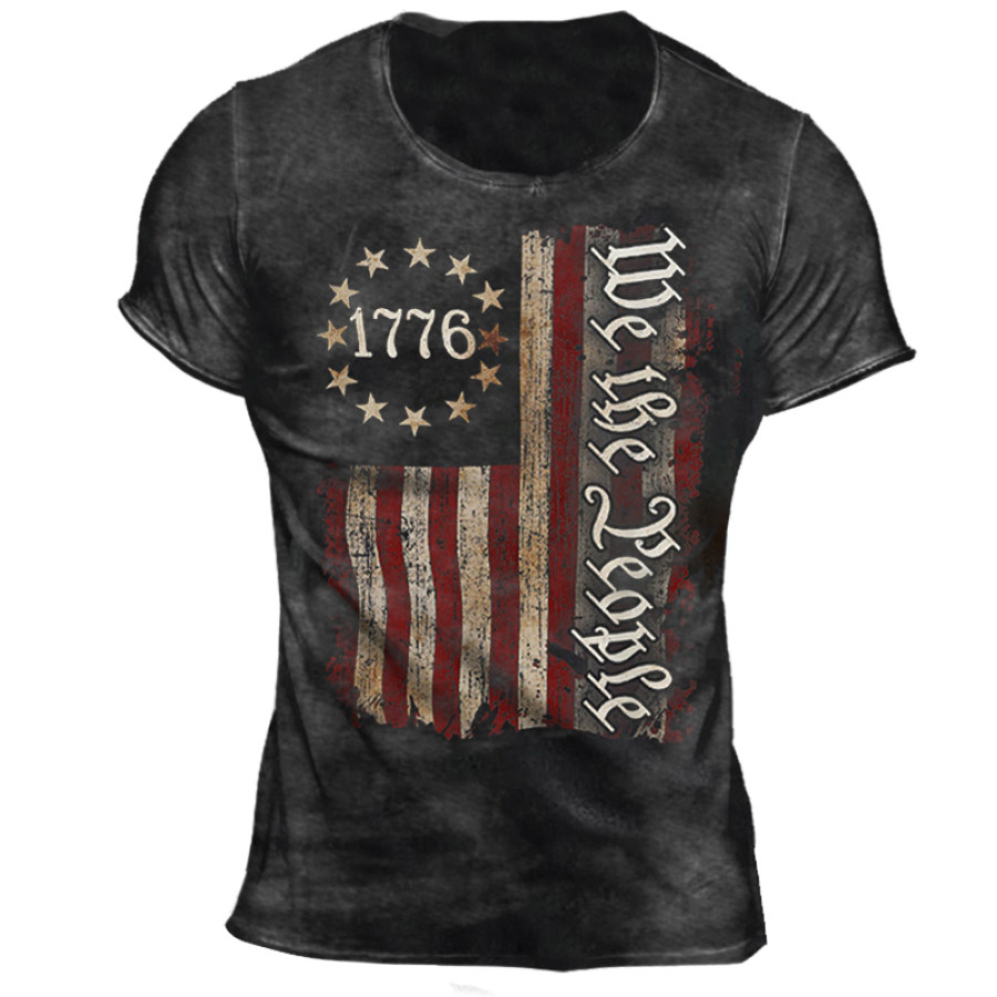 

Men's outdoor quick-drying printed short-sleeved patriotic American Flag T-shirt