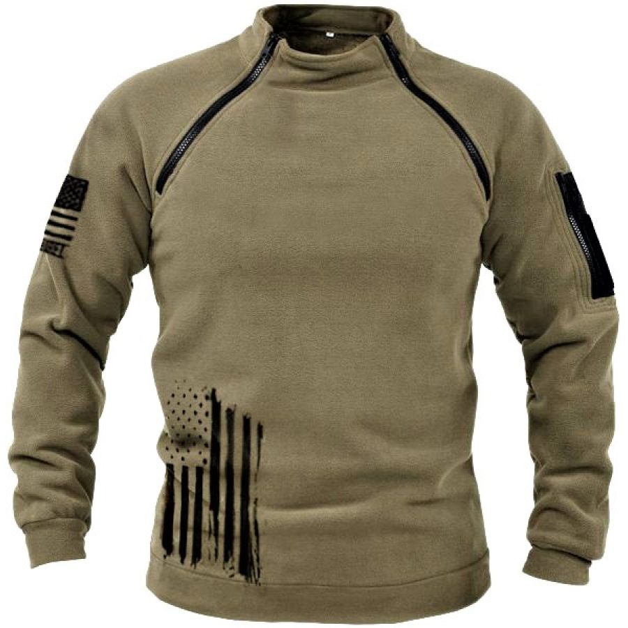 

Men's Outdoor Zipper Stand Collar Windproof Fleece Sweatshirt