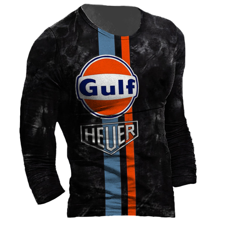 

Men's outdoor guif motor oil printing long-sleeved Shirt