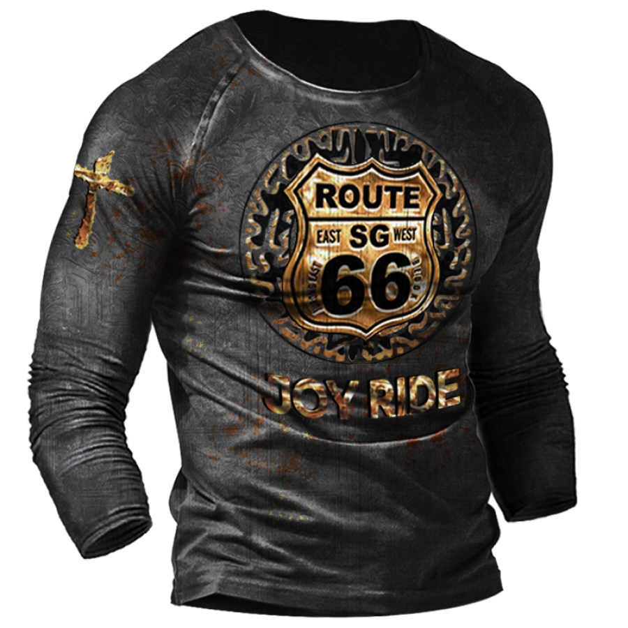 

Camiseta De Exterior Con Estampado Vintage Route 66 Para Hombre