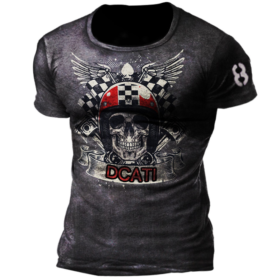 

Men's Ducati Skull And Crossbones Motorcycle Print Outdoor C