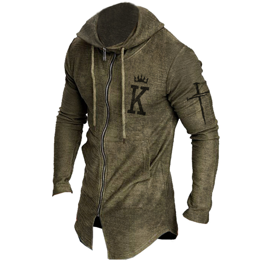 

Men's Outdoor Tactical Retro Print Printed Hooded Cardigan
