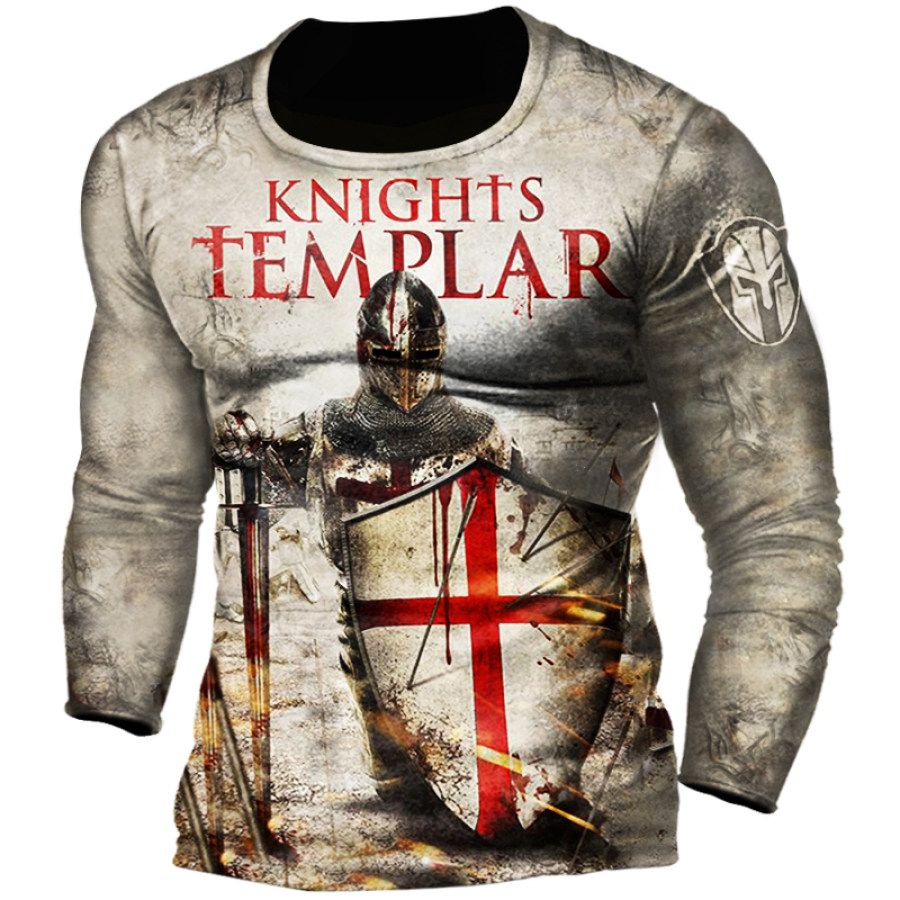 

Men's "Knight Templar" Retro Print Tactical Outdoor Top