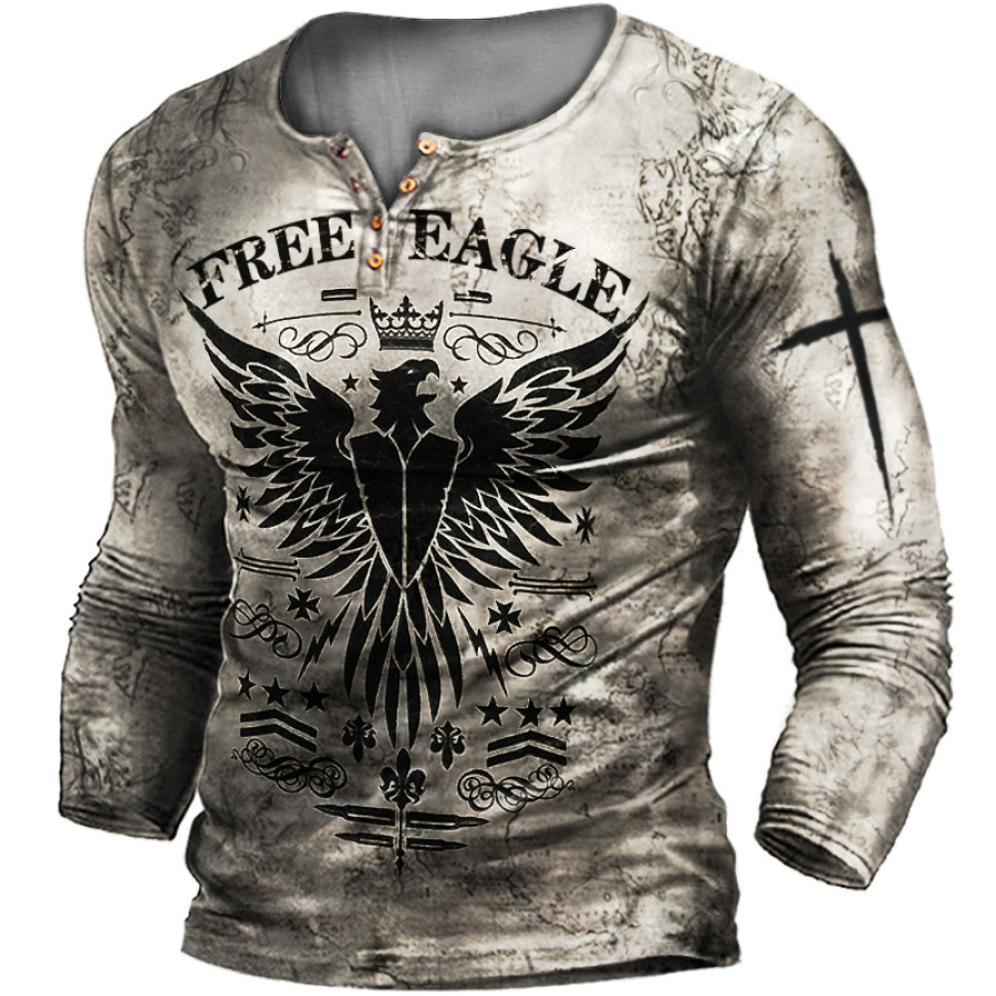

Men's "Free Eagle" Retro Print Tactical Top