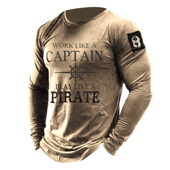 Mens Captain Pirate Outdoor Chic Casual T-shirts
