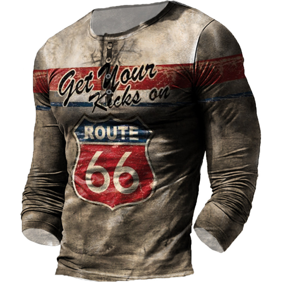

Camicia Da Uomo Con Stampa Route 66 Vintage Outdoor