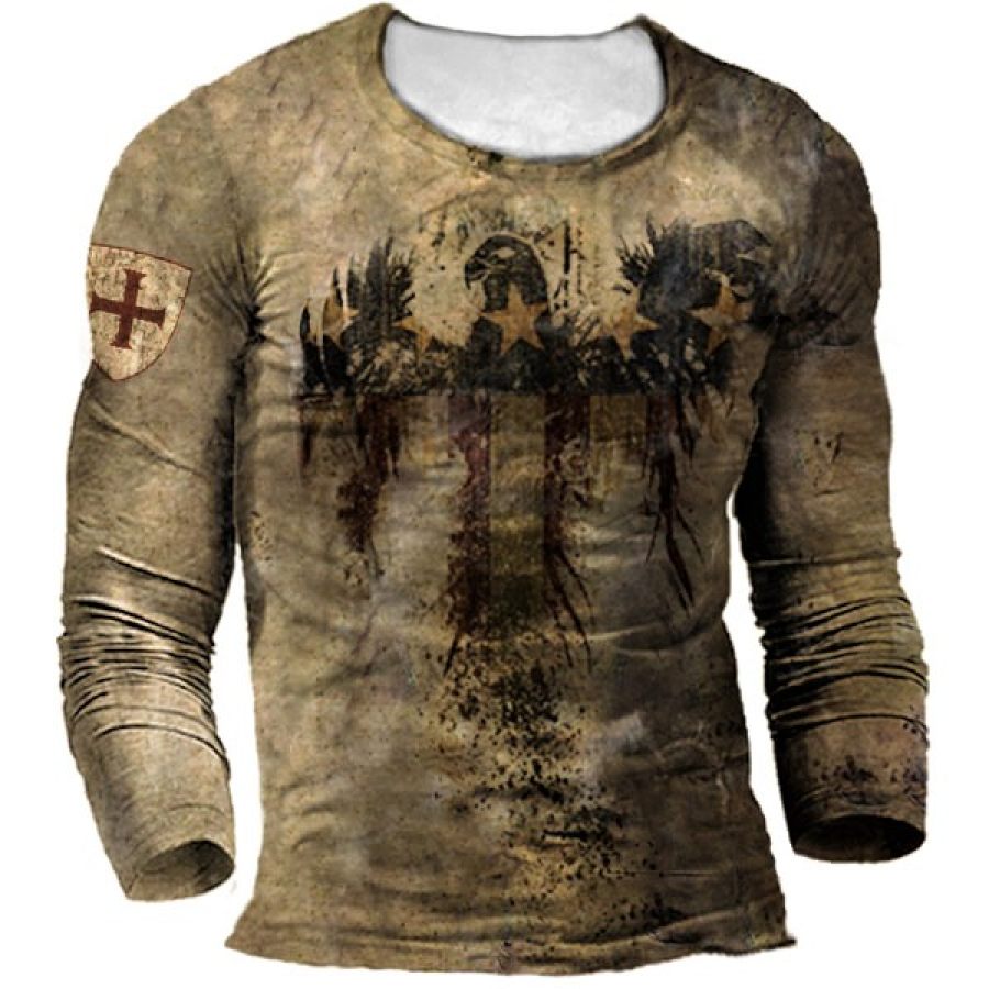 

Camiseta Deportiva De Manga Larga Con Estampado De águila Americana Táctica Al Aire Libre Para Hombre