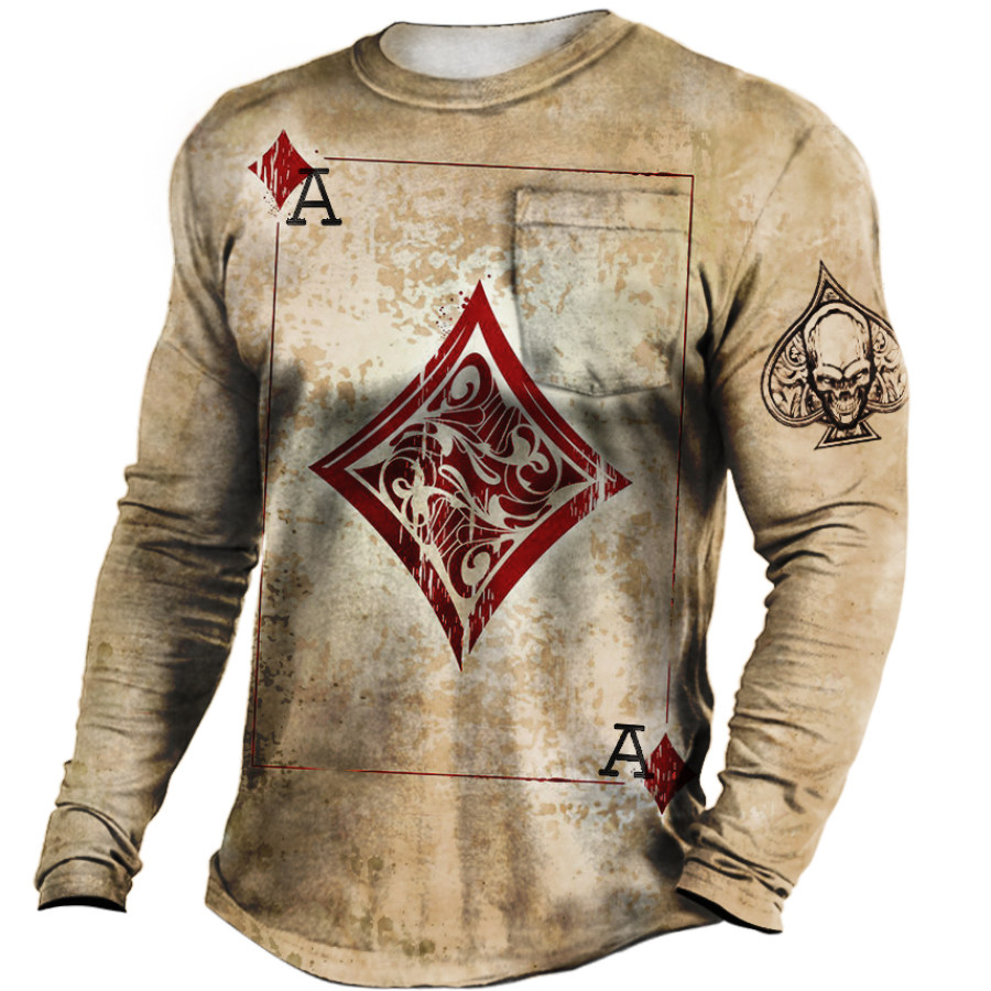 

Camiseta Casual Táctica Impresa Retro De Naipes Al Aire Libre Para Hombre
