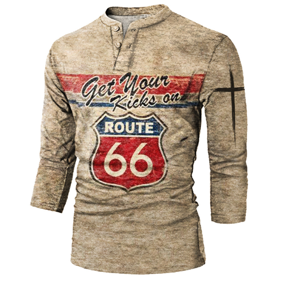 Men's Outdoor Route 66 Striped Retro Tactical Top