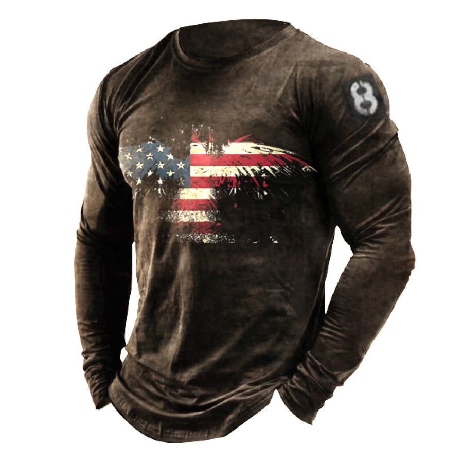 

Mens Flag Eagle Retro Casual T-Shirts