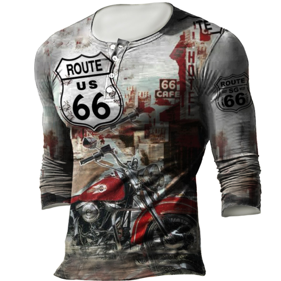 

Camiseta Táctica Retro Con Estampado De Ruta 66 Al Aire Libre Para Hombre