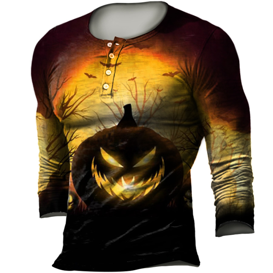 

Men's Halloween Retro Print Tactical Casual Top