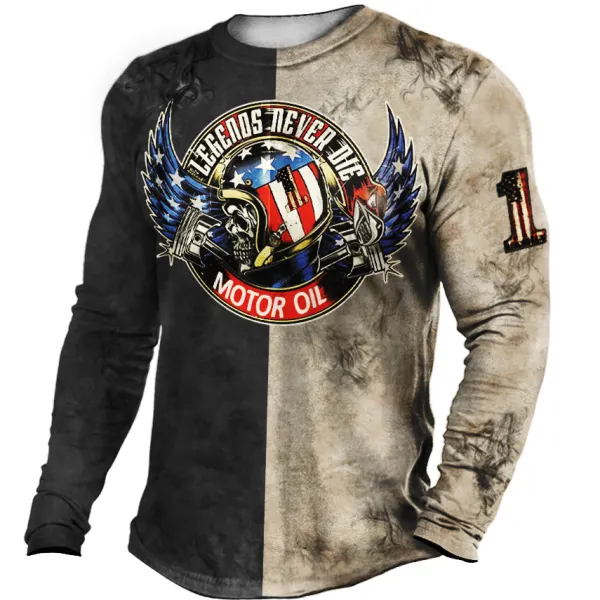Men's Outdoor Motorcycle Engine Oil Retro Printed Tactical T-Shirt - Styletaken.chimpone.com 