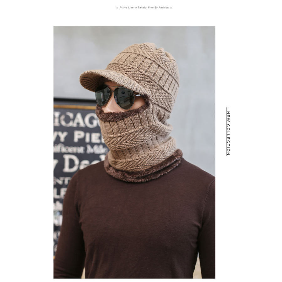 

Мужская ветрозащитная теплая шерстяная шапка с защитой шеи Комбинезон-комбинезон