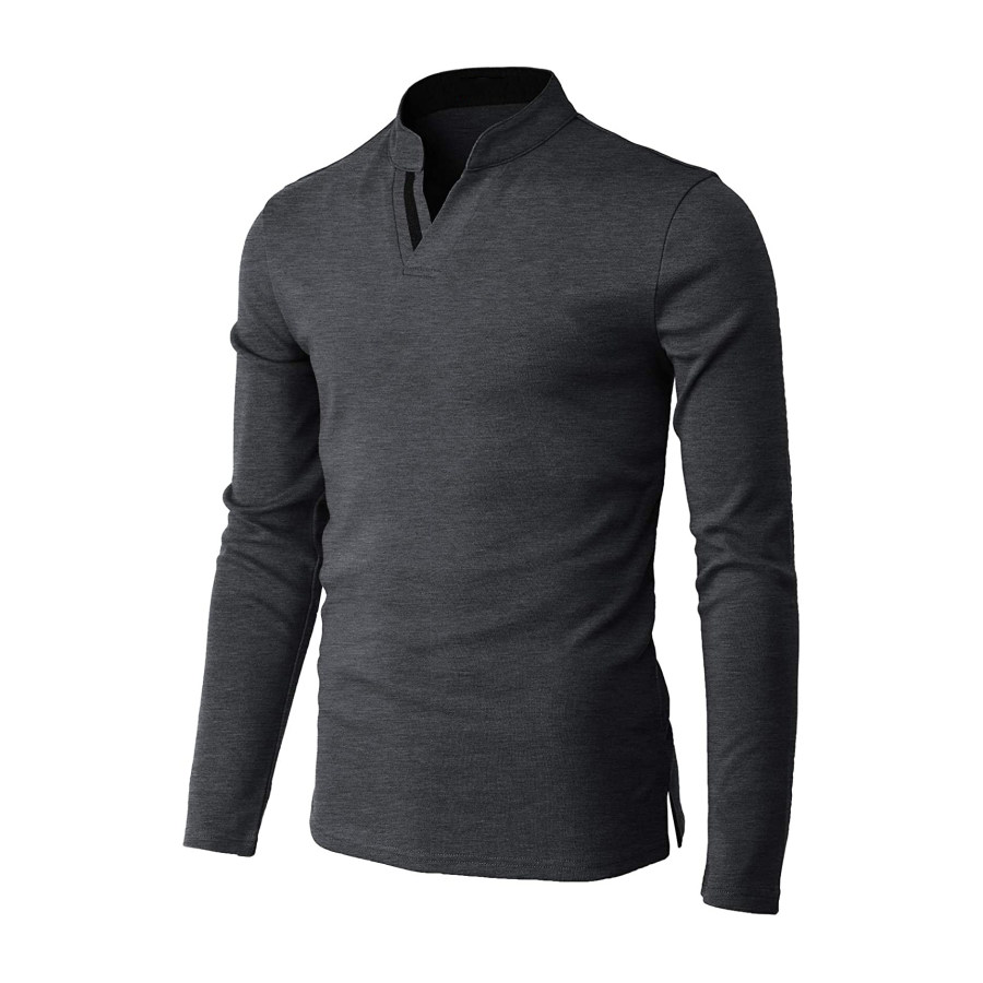 

Camisas Masculinas De Velcro Casual Ao Ar Livre Tático Mangas Compridas Henley