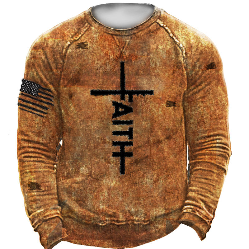 Christian Faith Jesus Crossm Chic Men's Retro Tactical Casual Sweatshirt