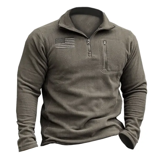 Men's American Flag Baseball Jersey Casual Long Sleeve Sweatshirt - Kalesafe.com 