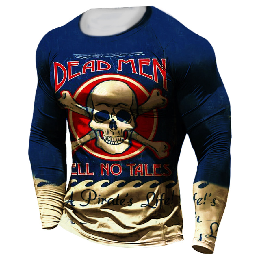

Men's Outdoor Casual Retro Skull And Cross Logo Long Sleeve T-shirt