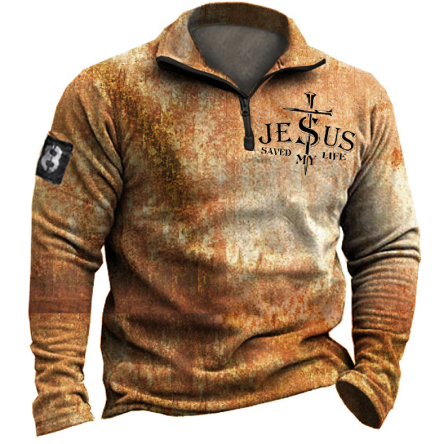 

Men's Jesus Cross Retro Outdoor Casual Long Sleeve Sweatshirt