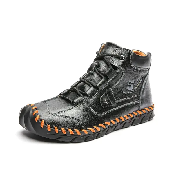 Men's Retro Soft Handmade Mid-cut Tooling Boots Outdoor Shoes - Sanhive.com 