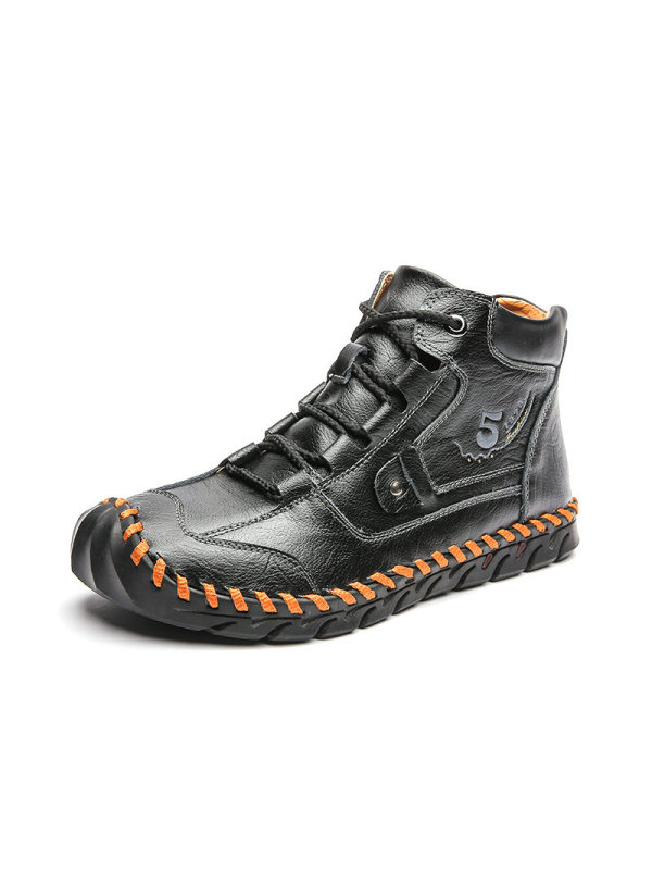 Men's Retro Soft Handmade Mid-cut Tooling Boots Outdoor Shoes