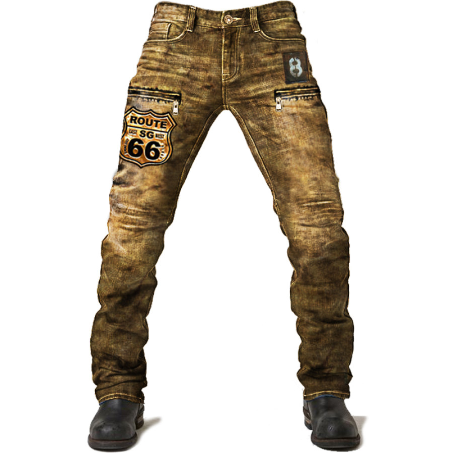 

Men's Route 66 Retro Washed Tactical Denim Pants