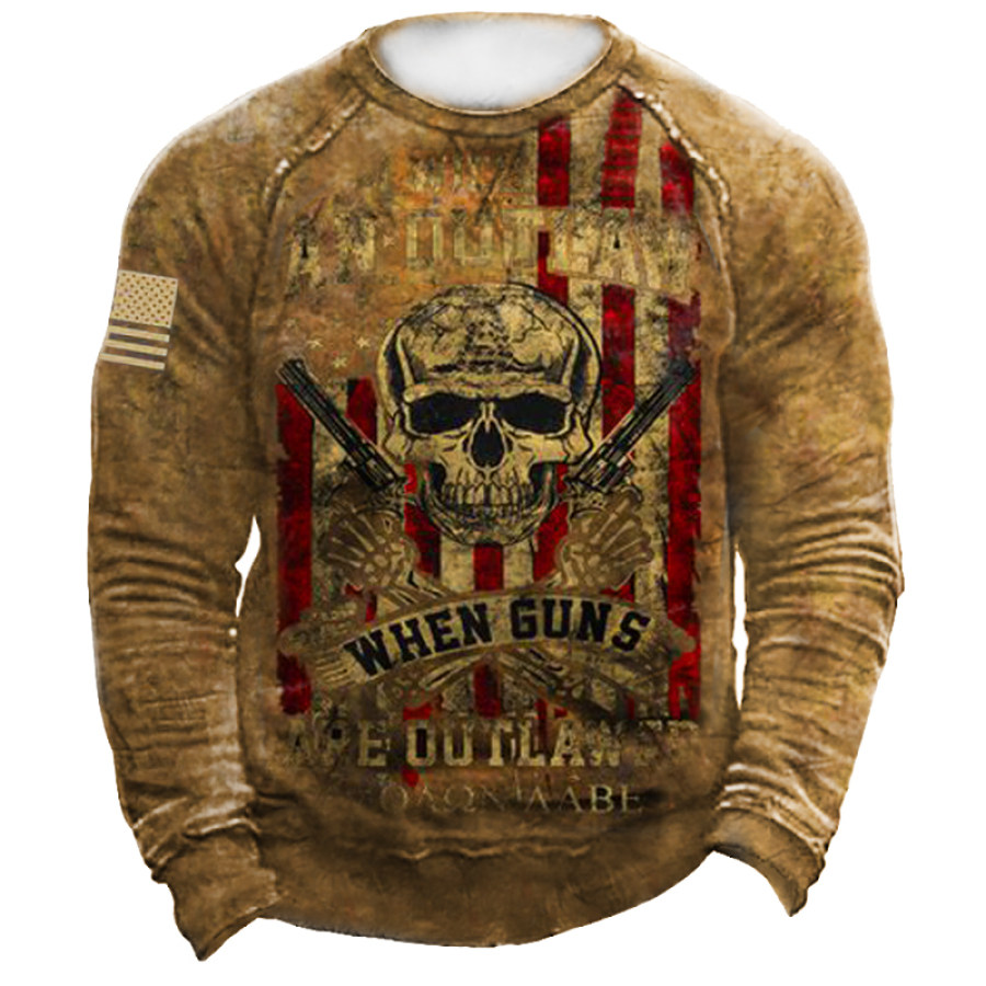 

Men's Casual Retro Skull Print Tactical Sweatshirt