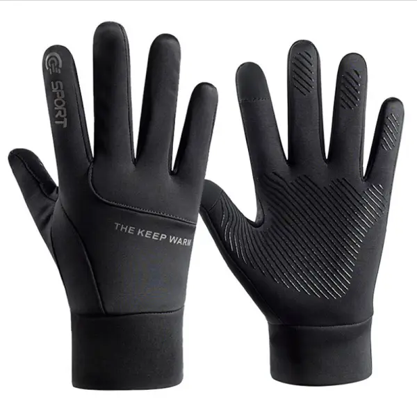Men's Outdoor Biking In Winter With Velvet Warm Cold Water-splashing Mountaineering Touch Screen Cycling Gloves - Kalesafe.com 