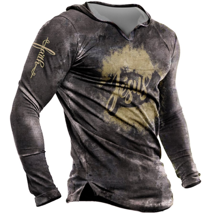

Men's Outdoor Jesus Cross Print Top