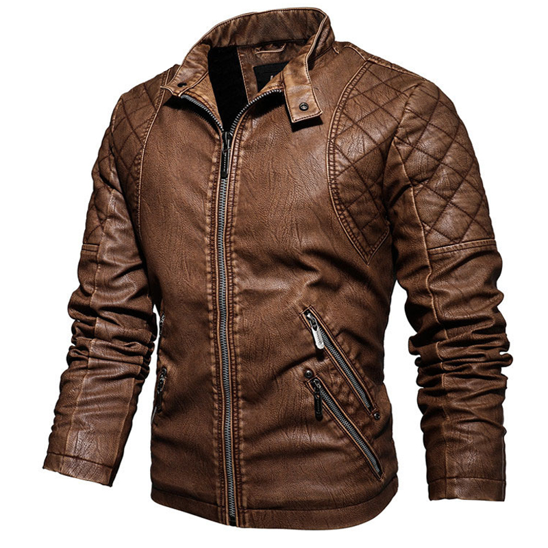 Men's Outdoor Tactical Retro Chic Zipper Leather Jacket Flight Jacket