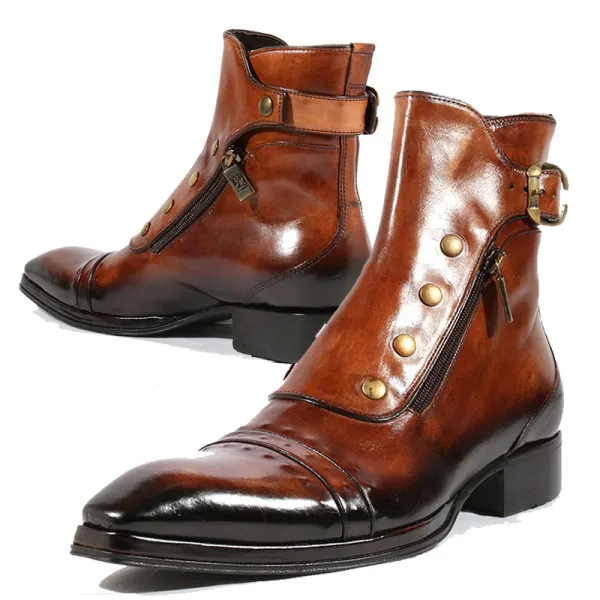 Men's Retro Plus Velvet Motorcycle Casual Martin Boots - Cotosen.com