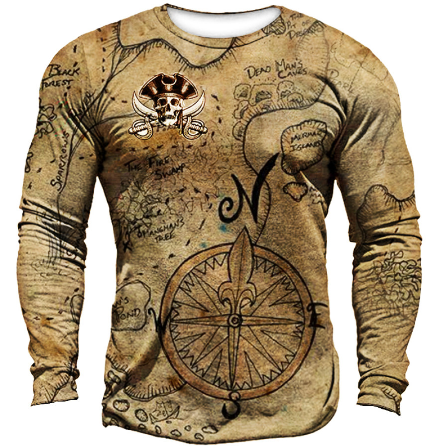 

Men's Outdoor Pirate Map Retro Tactical Sports T-Shirt