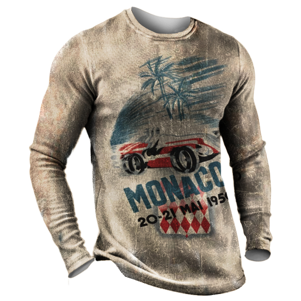 Race Car Art Monaco Chic Printed Long Sleeved T-shirt