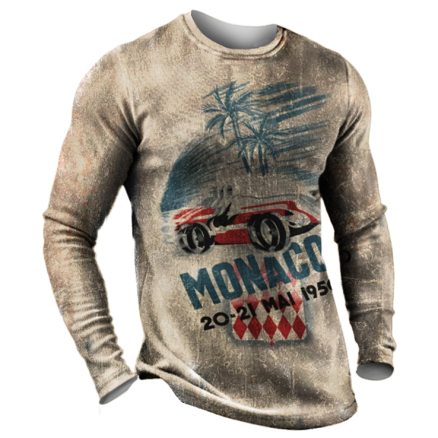 Race Car Art Monaco Printed Long Sleeved T-shirt