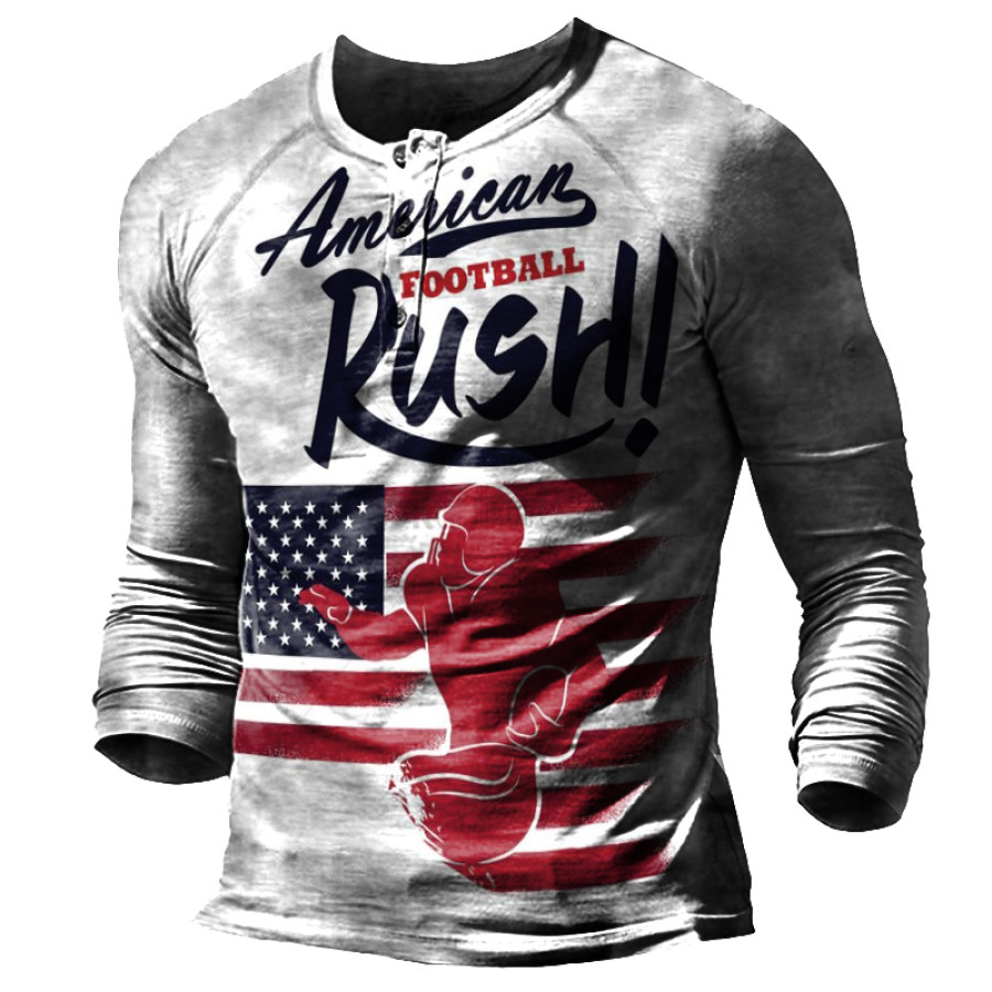 

American Football Rush Printed Long-sleeved Henley