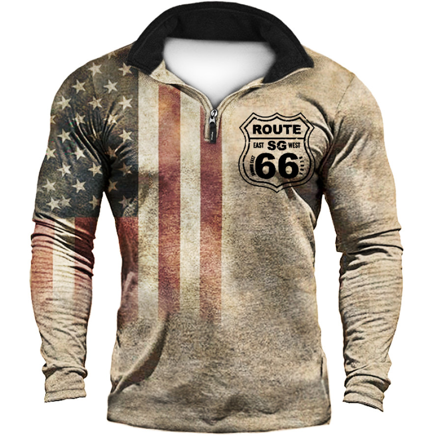 

Men's US Flag Route 66 Outdoor Retro Sweatshirt