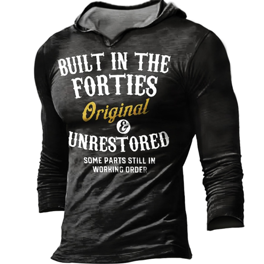 

Built In The Forties Printed Men's Outdoor Retro Hoodie