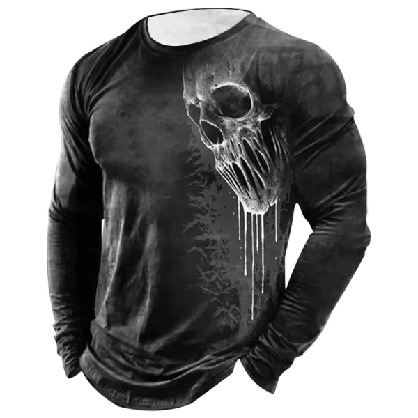 Men's Outdoor Retro Skull Head Comfortable T-Shirt - Honeylop.chimpone.com 