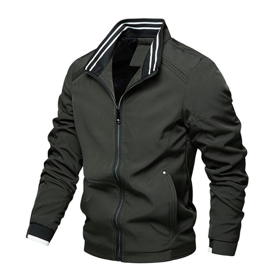 

Men's Stand Collar Pocket Simple Windproof Waterproof Plush Classic Jackets