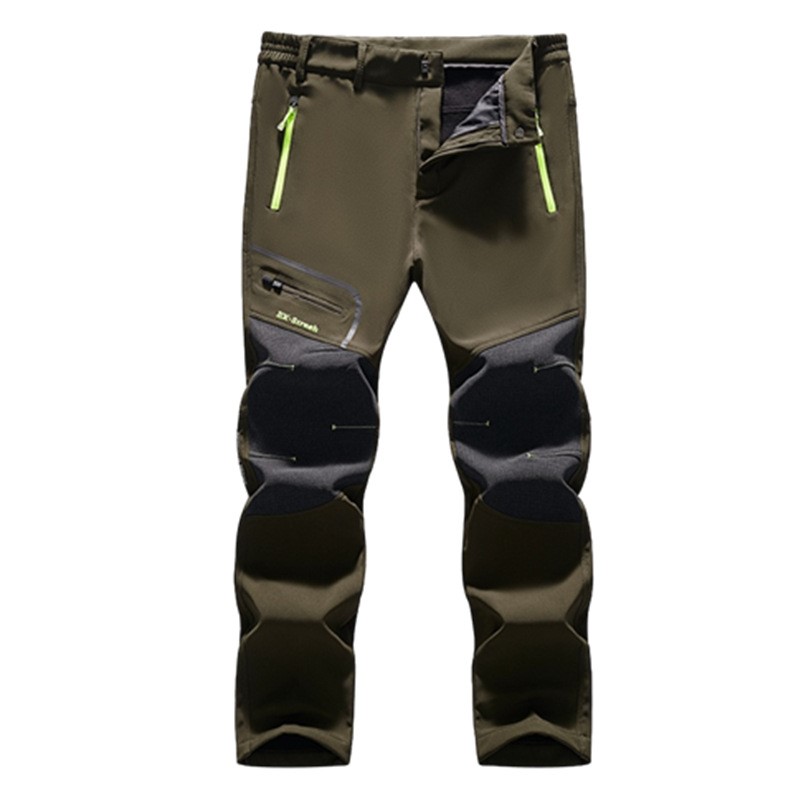 Men's Velvet Warm Soft Chic Shell Trousers Outdoor Mountaineering Assault Pants Overalls