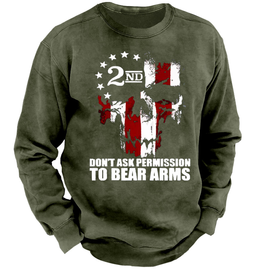 

2ND Military American Flag Skull Men's Casual Printed Sweatshirt